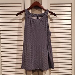 Adrianna Papell Dusty Blue and White Polka Dot Tank Top